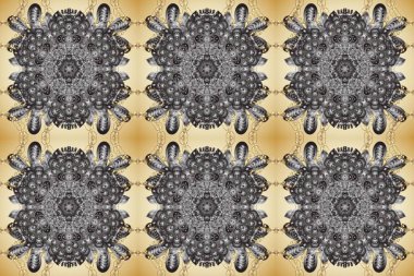 Klasik raster şablonu. Tekrarlayan elementlerle kusursuz soyut arkaplan. Gri, bej, nötr ve altın desenli.