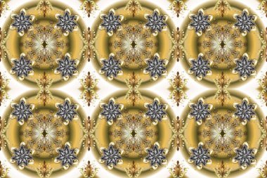 Kusursuz ortaçağ çiçek deseni. Dekoratif simetri arabesk. Raster illüstrasyonu. Doğum günü kartı, davetiye ya da afiş için iyidir. Tarafsız, bej ve kahverengi renklerde altın.