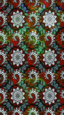 Kahverengi ve siyah renkli küçük çiçekler ve kahverengi ve siyah renkli komik böcekler, raster deseni, illüstrasyon.