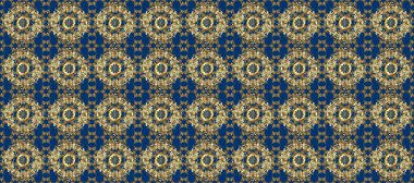 Kusursuz klasik raster mavisi, kahverengi ve altın desenli. Klasik klasik klasik arka plan. Geleneksel oryantasyon süsü.