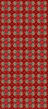 Şam, tasarım için kusursuz desen. Kırmızı, kahverengi ve bej renklerde, altın elementli, pürüzsüz desen.