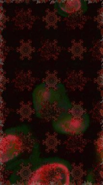 Çocuksu tasarım. Tekstil, kumaş, ambalaj, hatıra defteri için hoş bir çiçek arkaplanı. El çizimi çiçekli, pürüzsüz bir desen. Siyah ve kahverengi arkaplanda.