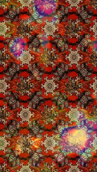 Raster illüstrasyonundaki çiçek desenli çizim. Suluboya tarzında kahverengi renkte çiçekler.