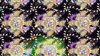 Kumaş desenli papatya çiçeği detayı. Siyah renkte çiçekler.