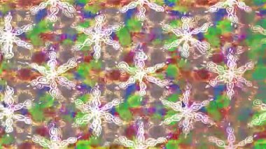 Renkli unsurlarla hareketli arka plan görüntüleri. Çiçekler. Eski model. Bayrak tarzı. Video kaydı. Şablon. Döngü. Kusursuz..