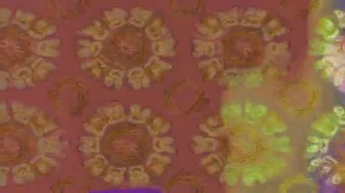 Renkli unsurlarla hareketli arka plan görüntüleri. Çiçekler. Eski model. Bayrak tarzı. Video kaydı. Şablon. Döngü. Kusursuz..