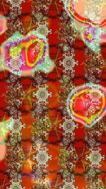 Suluboya tarzında kahverengi ve kırmızı renklerde. Küçük çiçekli yay deseni çiz. Raster illüstrasyonu.