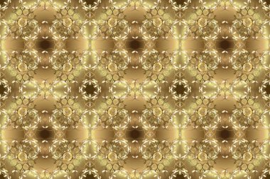 Kahverengi ve bej renklerde altın elementler. Geleneksel klasik raster altın pürüzsüz desen. Barok tarzında kusursuz bir doğulu süsü..