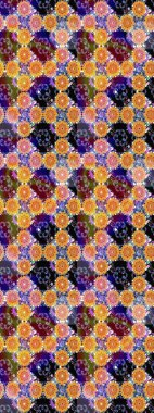 Çiçek desenli raster, turuncu çizgi grafik desenli soyut raster arkaplan. Modern stil dokusu.