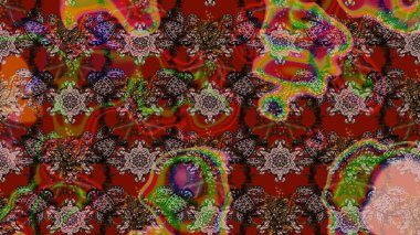 Raster illüstrasyonu. Tropik çiçek desenleri. Kahverengi renkte çiçekler.