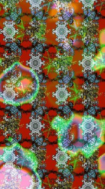 Raster deseni. Bahar çiçekleriyle desen dalla, kahverengi renklerle çiçek siluetiyle.