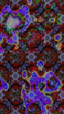 Raster illüstrasyonu. Düz Çiçek Elementleri Tasarımı. Renkli Bahar Teması eskiz kalıbı. Taslak desenli, modaya uygun kumaş deseni. Şirin çiçek elementleri..