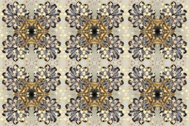 Kış kar dokusu duvar kağıdı. Sembol bayramı, yeni yıl kutlamaları, altın desenler. Noel altın kar tanesi kusursuz desen. Gri, bej ve nötr renklerde altın kar taneleri.