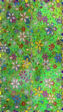 Raster illüstrasyonunda kusursuz çiçek deseni. Güzel kumaş deseni. Yeşil ve nötr renklerde. Raster illüstrasyonu.