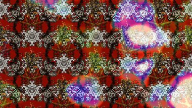 Renkli Yaz Temalı eskiz kalıbı. Düz Çiçek Elementleri Tasarımı. Kahverengi, gri ve kırmızı renkte çiçekler. Çiçekli retro deseni çiz.