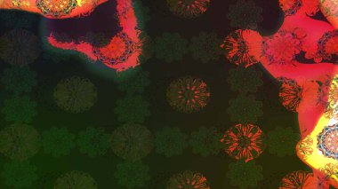 Raster illüstrasyonu. Gri renklerde bahar çiçekleri. Patlayan çiçekler soyut olarak yerleştirilmiş. Raster deseni.