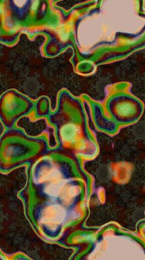 Eskiz arkaplan modeli. Yapraklı çiçekler ve kahverengi, yeşil ve gri renklerde papatya çiçekleri. Raster - stok.