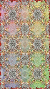 Tarafsız ve gri renklerde parlak çiçekli halı deseni.