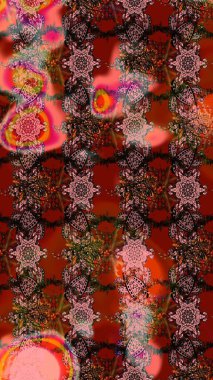 Hediye ambalaj kağıdı, tebrik kartları, posterler ve pankart tasarımı. Raster düz çiçek çizim deseni. Kahverengi ve kırmızı renkte çiçekler.