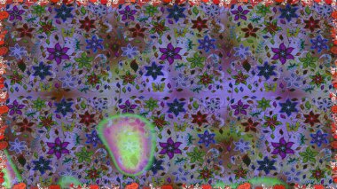 Çiçekli bahar çiçekleri. Küçük çiçekte güzel bir desen. Kusursuz. Motley illüstrasyonu. Moda baskıları için zarif bir şablon. Küçük renkli çiçekler..