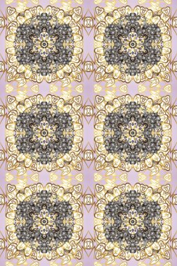 Tarafsız, bej ve gri renklerde altın elementlerle pürüzsüz bir desen. Şam tasarım için kusursuz desen.