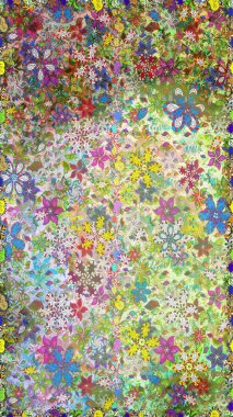 Tarafsız ve yeşil renklerde şirin tekstil tarzında. Renkli, pürüzsüz desen. Raster illüstrasyonu. Çiçek arkaplan. Çiçek duvar kağıdı.