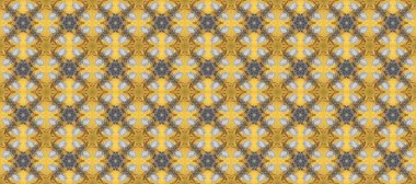 Sarı, gri ve kahverengi yerine altın rengi klasik barok çiçeksiz desenler. Lüks, kraliyet ve Viktorya dönemi konsepti. Süslü raster dekorasyonu. Sarı, gri ve kahverengi renklerde altın element.