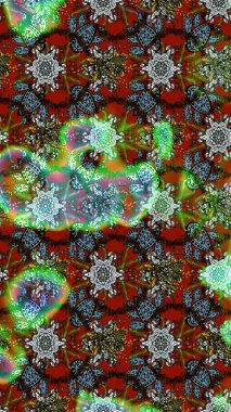 Raster illüstrasyonundaki çiçek desenli çizim. Düz Çiçek Elementleri Tasarımı. Renkli Bahar Teması eskiz kalıbı. Süslü kumaş deseni.