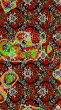 Raster illüstrasyonu. Klasik çiçek tasarımı elementleri. Kahverengi, kırmızı ve gri kıvırcık çiçekler Kahverengi, kırmızı ve gri renkler.