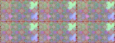 El çizimi. Tarafsız ve yeşil renklerde çiçekler. Çiçeklerle kusursuz desen. Suluboya çizimi.