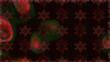 El çizimi çiçekli, pürüzsüz bir desen. Tekstil, kumaş, ambalaj, hatıra defteri için hoş bir çiçek arkaplanı. Çocuksu tasarım. Siyah ve kahverengi arkaplanda.