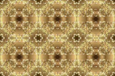 Sarı, bej ve altın elementli nötr renklerde geleneksel klasik altın raster deseni. Barok tarzında kusursuz bir doğulu süsü..