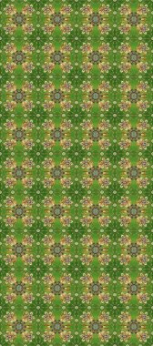 Yeşil ve bej renklerde altın desenli altın elementler. İslam tasarımı. Kusursuz desenli oryantal süs. Raster altın tekstil baskısı. Çiçek karoları.