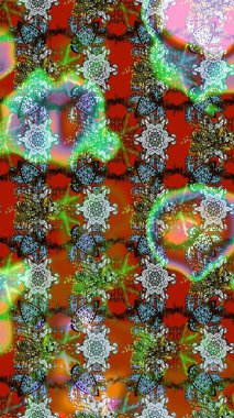 Raster deseni. Bahar çiçekleriyle desen dalla, kahverengi renklerle çiçek siluetiyle.