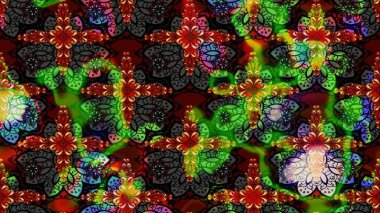 Raster illüstrasyonu. El çizimi çiçekli soyut çizim kalıbı. Siyah ve yeşil renkte çiçekler.