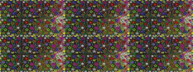 Çiçek ve yapraklı çiçek deseni. Küçük çiçekli şirin bir desen. Raster illüstrasyonu.