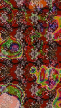 Tropik çiçek desenleri. Raster illüstrasyonu. Kahverengi renkte çiçekler.