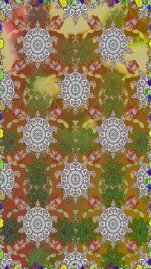 Çiçek deseni duvar kağıdı, desen dolguları ve web sayfası arka planı için kullanılabilir. Süslü, dikişsiz, soyut çiçeklerle süslenmiş. Şekillendirilmiş çiçeklerle kusursuz desen.