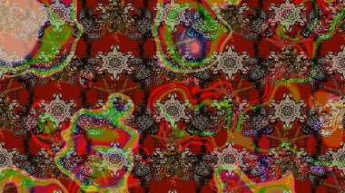 Arkaplan dokusu, duvar kağıdı kahverengi, kırmızı ve bej renkli çiçek teması. Soyut etnik raster çizim kalıbı. Kabile sanatı boho baskısı, klasik çiçek arkaplanı.