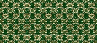 Arkaplan, kumaş, altın duvar kağıdı. Düz elle çizilmiş klasik koleksiyon. Raster altın pürüzsüz desen. Altın desenli mavi ve yeşil altın elementlerle.