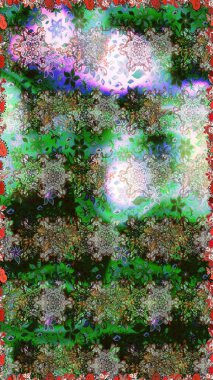 Kusursuz desenli, modaya uygun kumaş deseni. Renkli Bahar Temalı Kusursuz Arkaplan. Raster illüstrasyonu. Şirin çiçek elementleri. Düz Çiçek Elementleri Tasarımı.