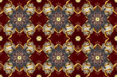 Kusursuz çiçek deseni. Kırmızı, kahverengi ve gri renklerde grafiksel, kusursuz desen. Duvar kâğıdı barok, İspanyol kumaşı. Kusursuz raster arkaplanı.