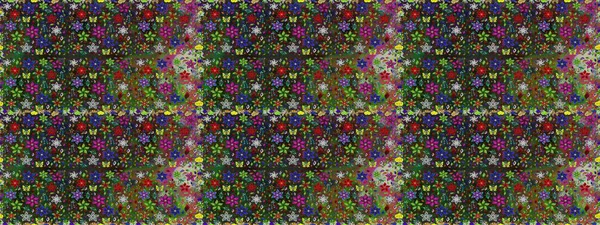 Çiçek ve yapraklı çiçek deseni. Küçük çiçekli şirin bir desen. Raster illüstrasyonu.