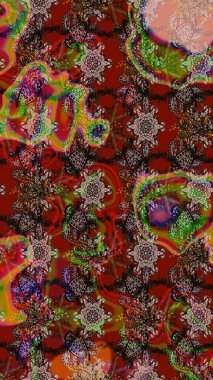 Tropik çiçek desenleri. Kahverengi renkli çiçekler. Raster illüstrasyonu.