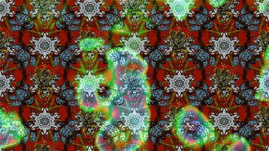 Raster illüstrasyonundaki çiçek desenli çizim. Düz Çiçek Elementleri Tasarımı. Renkli Bahar Teması eskiz kalıbı. Süslü kumaş deseni.