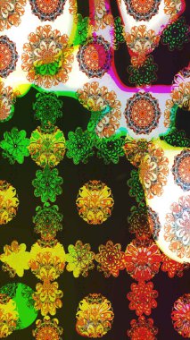 Düz Çiçek Elementleri Tasarımı. Renkli Bahar Teması eskiz kalıbı. Gri ve kahverengi renkli çiçekler. Raster illüstrasyonunda çiçek deseni çizimi.