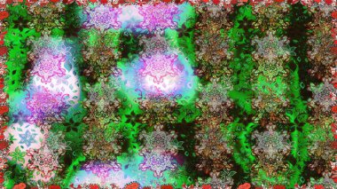 Küçük çiçekteki sevimli çiçek deseni. Yeşil ve gri renkte çiçekler.