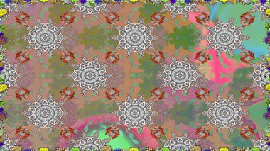 Raster Dikişsiz güzel kumaş desen. Çiçek deseni. Düz çiçek öğeleri tasarım. Bahar Tema Dikişsiz desen arka plan rengi.