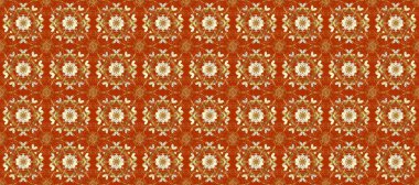 El yapımı dekoratif çerçeve, albüm kapağı, tebrik kartı, klasik Art deco tarzı. Altın karalama fantezi yapraklarından Raster soyut çiçek çelengi ve turuncu, kahverengi ve bej renkli bir çiçek.