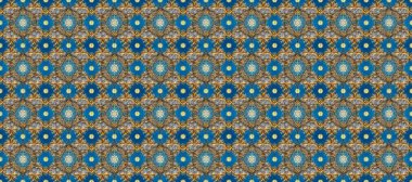 Süslü dekorasyon. Raster illüstrasyonu. Damask altın soyut çiçek mavi, kahverengi ve gri renkler üzerinde pürüzsüz desen.